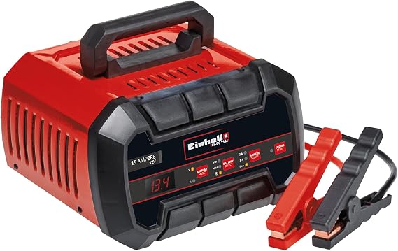 Einhell Battery Charger CE-BC 15 M (Gel, AGM, for maintenance-free/low maintenance lead-acid batteries, 12V, multi-stage charging cycle, microprocessor controlled and monitored) - 1002265