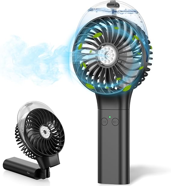 MORECORE Portable Misting Fan, 180 Foldable Handheld Personal Fan