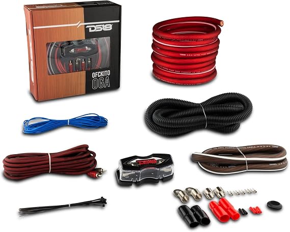DS18 OFCKIT0 Ultra Flex Advance 0 Gauge Complete Amplifier Installation Wiring Kit 0GA with Fuse Holder and 250 Amp Fuse - Up to 3000 Watts, OFC 100% Cooper