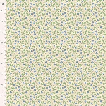 Quality Sewing Fabric Tilda Sunday Brunch Tipsy Cream Blue Blender 1/2 Yard Size: 18" x 44"