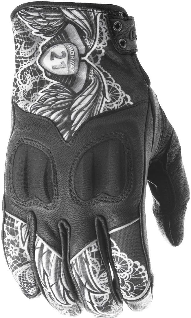 Highway 21 5884 489-00916 Vixen Womens Gloves BlackWhite Lace, XX-Large