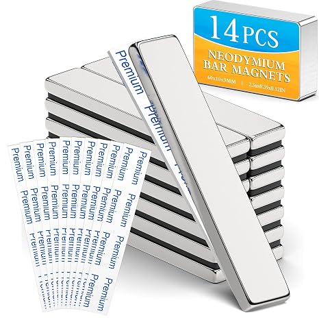 Grtard 14 Pack Powerful Neodymium Bar Magnets, 60x10x3 mm Rectangle Magnet