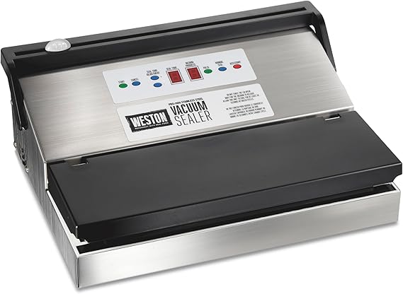 Weston Brands Vacuum Sealer Machine for Food Preservation & Sous Vide, Extra-Wide 5mm Bar for Sealing Bags up to 11" Wide, 460 Watts, Pro 1100, Stainless Steel (65-0650-W)