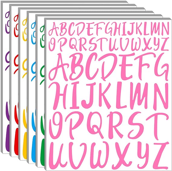Bemeol Letter Stickers 30 Sheet Self Adhesive Letters Stick on Vinyl Letters Capital Alphabet Sticker Letter for Bulletin Board Classroom Craft Home Decor(Multicolor,1 Inch,2 Inch)