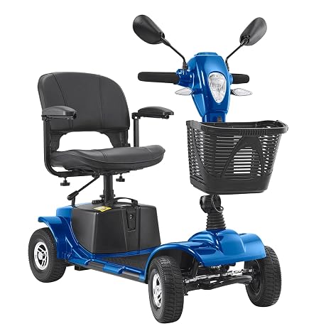 VEVOR Heavy-Duty 4 Wheel Mobility Scooter for Adults & Seniors - Folding Electric Powered Mobility Scooter & 12 Mile Long Range, Travel Scooter with 9 Climbing Capacity, 265lb Capacity