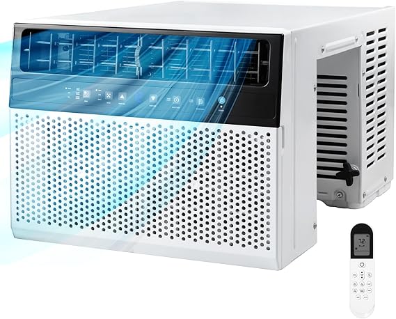 Electactic U-Shaped Window Air Conditioner,Window AC Unit Cools up to 450 Sq.Ft,Saddle Air Conditioner Window with Full Window View,Low Noise, Cool/Dry/Fan Modes,24H Timer,Ivory White,10,000BTU