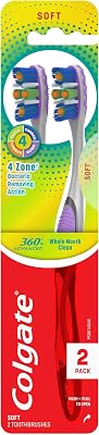 Colgate 360 Advanced 4 Zone Toothbrush, Soft - 2 Count