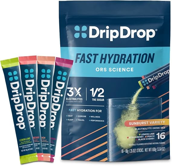 DripDrop Hydration Sunburst Variety Pack, Electrolyte Packets, 16 Count
