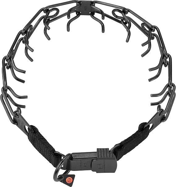 Herm Sprenger Black Stainless Steel Prong Dog Training Collar with Quick Release Buckle No Pull Collar for Dogs (Black, 16in x 2.25mm (Neck Size Up to 13in))