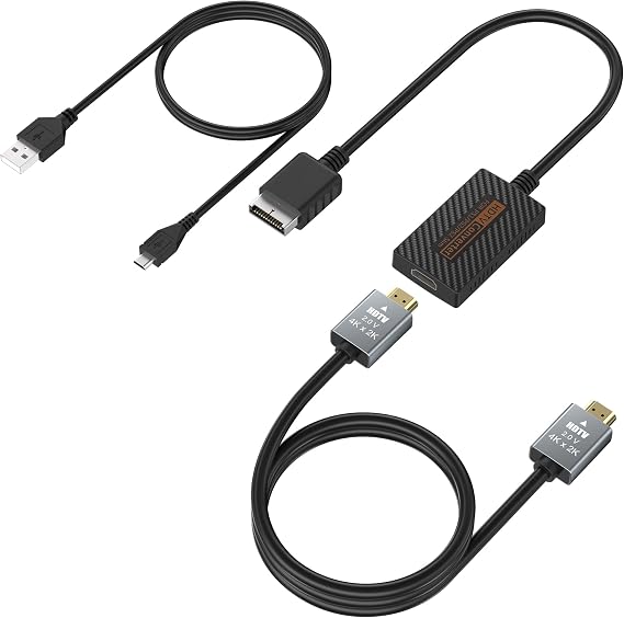 PS2 to HDMI Adapter for PlayStation 2/2 Slim Console | HDMI Cable for PS2 Only Compatible with Y Cb/Pb CR/PR Signal Output, Plug & Play Converter for PS2 to HDTV/Monitor