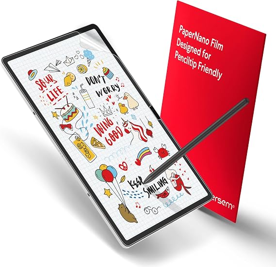 bersem Paperfeel Screen Protector for Samsung S10+/S9+/S9 FE+/S8+/S7 FE/S7+ | 12.4 Inch, 2 Pack Matte PET Film for Drawing, Anti-Glare, Compatible with S Pen, Touch Sensitivity, Case Friendly