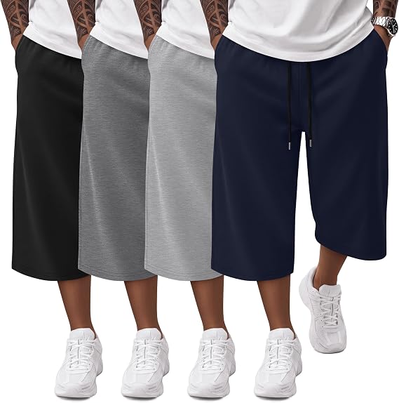 Neer 4 Pack Mens Big and Tall Capri Shorts