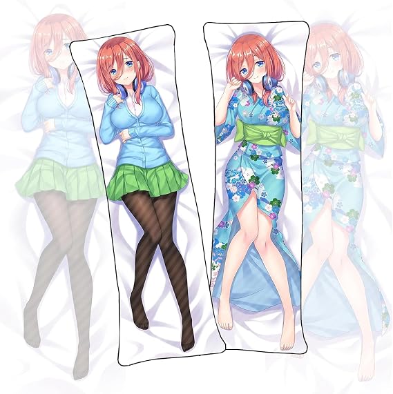 Anime Body Pillowcase Cosplay Quintessenz-Fünflinge Nakano Miku Dakimakura Long Hugging Pillow Cover High Definition Double Sided Print Luxury Bedding Decor for Gaming Room Lounge Bedroom