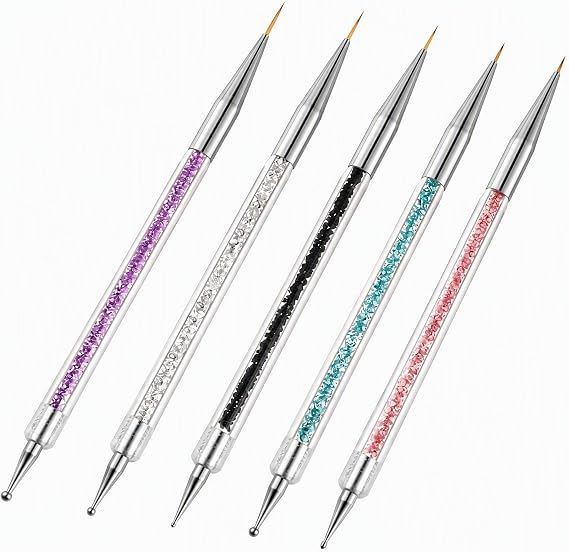 5Pcs Double Ended Nail Art Brushes, Nails Dotting Painting Pens for DIY