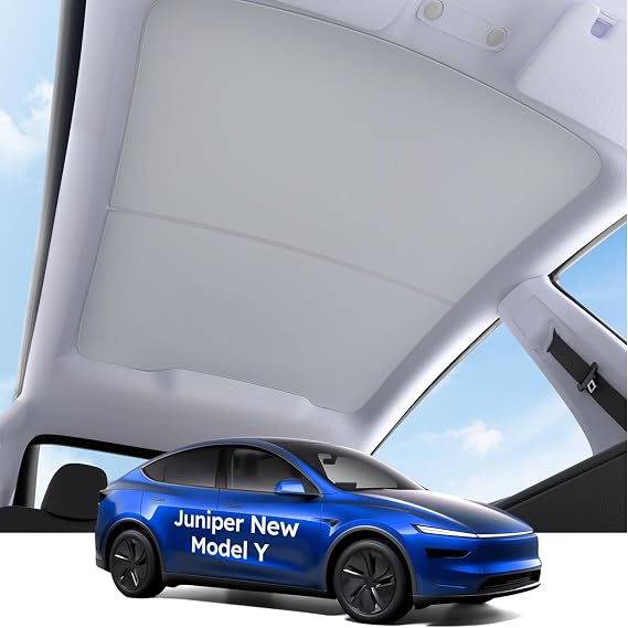 Tesla Model Y Juniper Sunshade [Never Sag] Glass Roof Shade 2025-2026 | Nano Ice-Crystal Heat Insulation, UV-Protective Tesla Model Y Interior Accessories