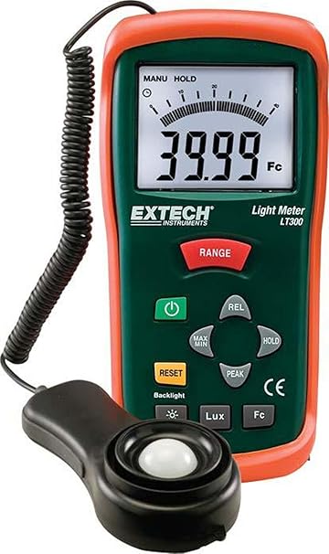 Extech LT300 Light Meter, Remote Sensor, Peak and Relative Modes