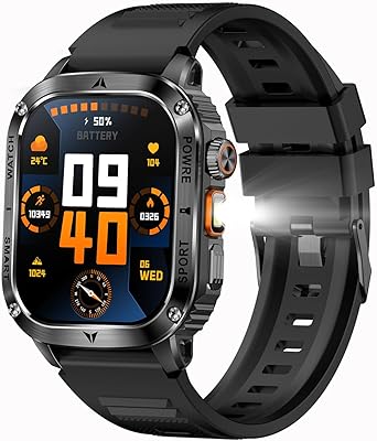 2.01 Smart Watches for Men Military Watches for Men 400mAh Big Battery Health Monitor with Heart Rate Monitor Sleep Tracker Sports Watch for iOS Android