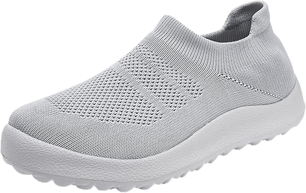 Fashion Summer Men Sports Shoes Flat Bottom Lightweight Slip On Flying Woven Mesh Breathable Comfortable Solid Color Casual Style Sneaker Boots for Men BLVD (Grey, 12)
