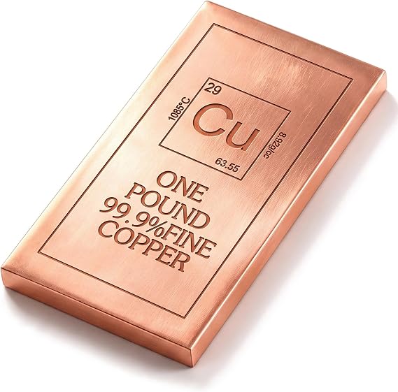 Yinder Solid Copper Bullion Bar 99.9% Pure Ingot for Paperweight, 1 lb