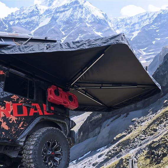 OPENROAD 270 Awning Free Standing for Camping Driver's Side UV Protection, Waterproof, Durable Alloy Frame, 3 LED Lights, Quick & Easy Installation, Ideal for SUVs, Off-Road Vehicles, and More.