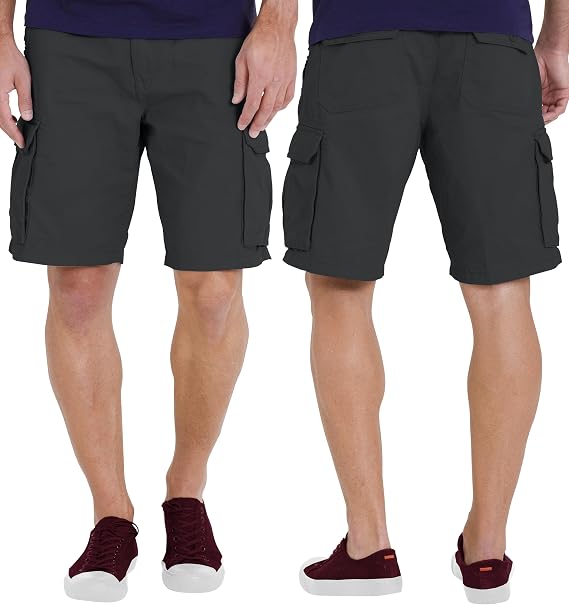 WESTACE Mens Cargo Casual 100% Cotton Relaxed Fit 6 Pockets Outdoor Hiking Fishing Camping Casual Summer Half Pants 32W-44W