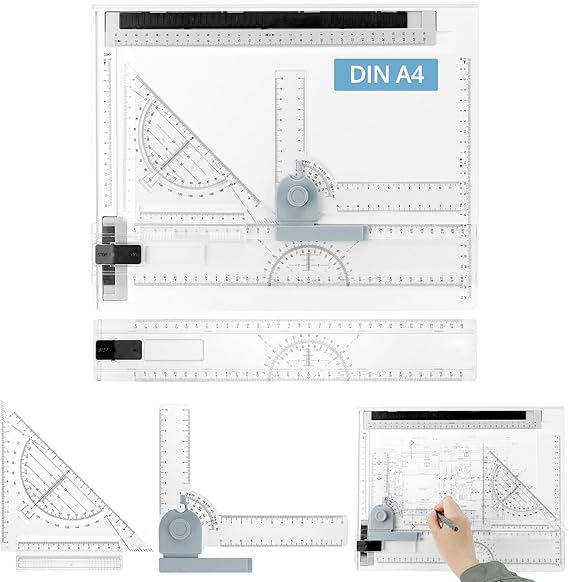 QWORK® A4 Multifunction Drawing Board Set, Drafting Table with Adjustable Measuring System & Precision Tools