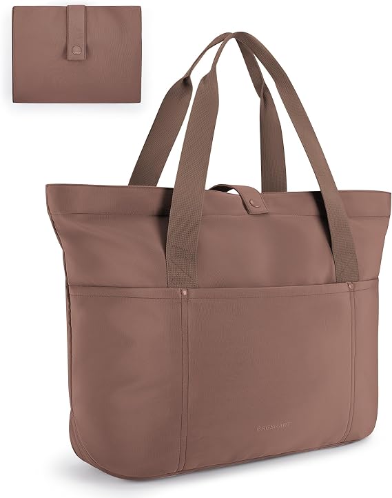 BAGSMART Tote Bag for Women, Foldable Tote Bag With Zipper Travel Shoulder Bag Handbag for Work
