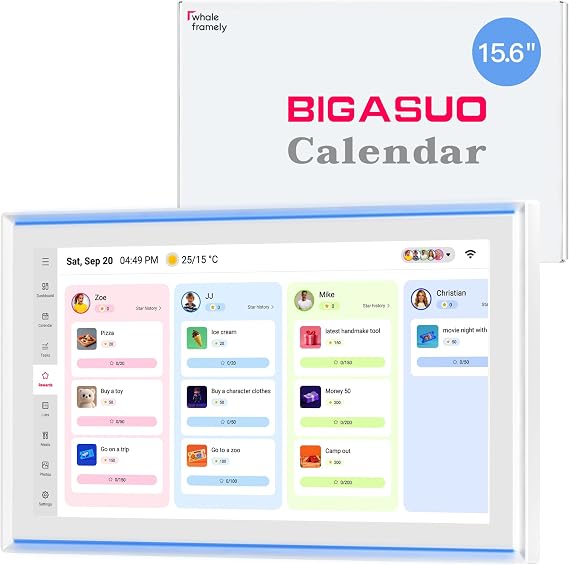 15.6" Family Digital Touchscreen Calendar for Chore & Meal Planning