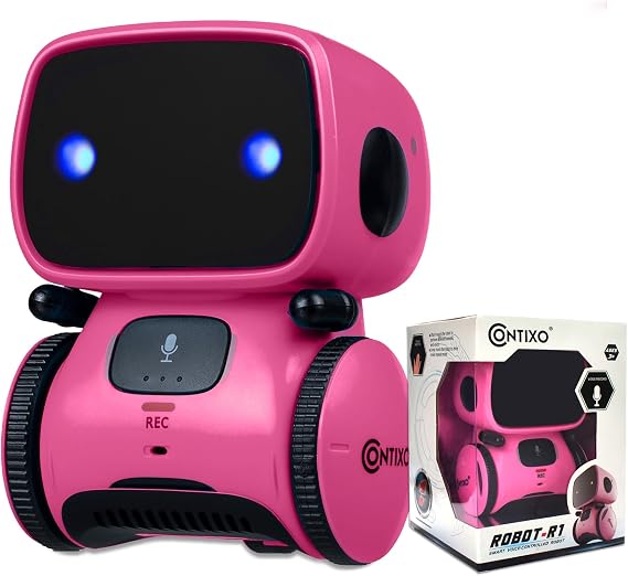 Contixo R1 Kids Robot Toy, Pink Interactive Smart Robots with Voice Control Talking Dancing Learning Touch Sensor Compact Educational Portable Toy for Boys Girls Toddlers 3-8 Years Old Birthday Gifts