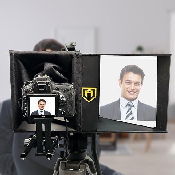 Glide Gear Face 2 Face Hybrid Interview Periscope and Teleprompter, Dual Mode for Eye-Contact Interviews or Script Reading, DSLR and Smartphone Compatible