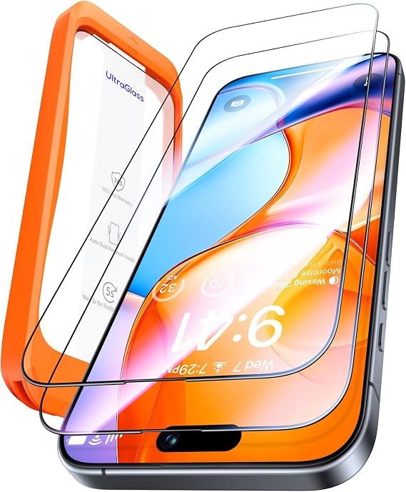 UltraGlass TOP 9H+ Glass for iPhone 16 Pro Max Screen Protector (12FT Military Grade Shatterproof) Screen Protector 16 ProMax Tempered Glass (Longest Durable) Full Edge Coverage 6.9" 2 Pack