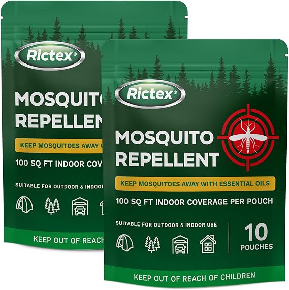 Mosquito Repellent Outdoor Patio & Yard: Natural Citronella & Peppermint Oil Pouches Safe for Kids & Pets Essential Oils Formula Mosquitoes Repeller Camping & Backyard (20 Count (Pack of 2))
