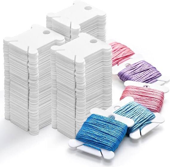RAINFLOW 150PCS Plastic Embroidery Floss Bobbins - Thread Organizer Cards