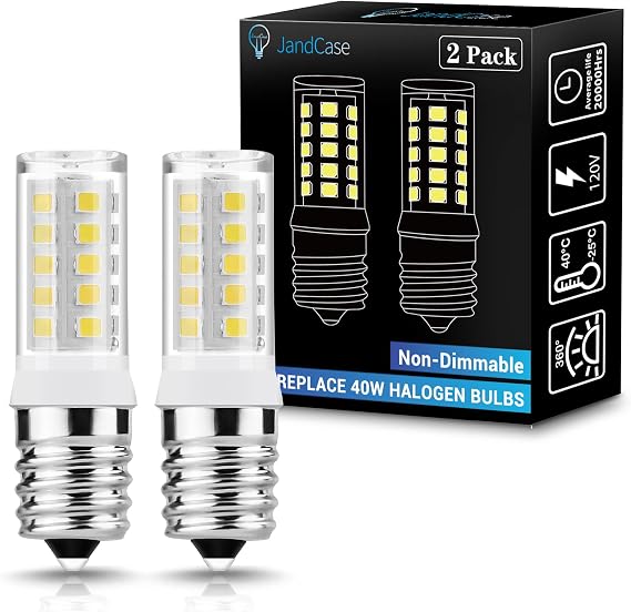 JandCase Microwave Light Bulbs Under Hood,E17 LED Bulb 40W Equivalent,6000K