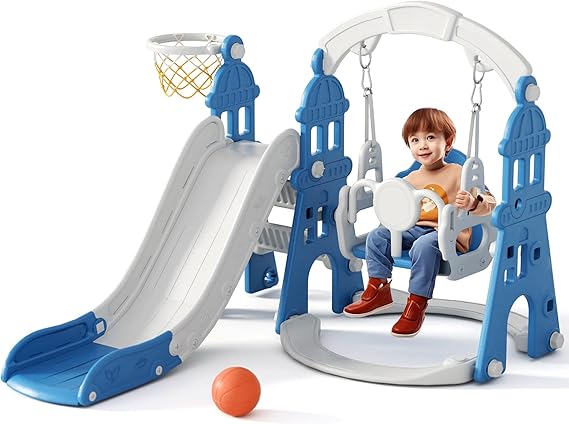 XJD 5-in-1 Toddler Slide and Swing Set, Kids Slide for Toddlers Age 1+