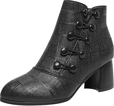 Fashion Ankle Boots For Women 2024,Pointed Toe High Chunky Stacked Heel Chelsea Leather Boots Women Heel Comfortable Side Zipper Slip On Western Cowboy Cowgirl Boots Fall Short Booties Shoes