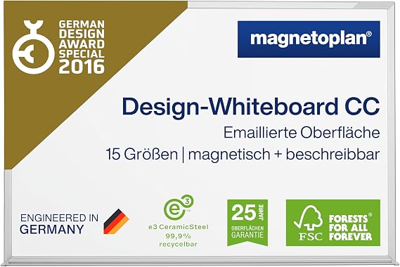 Magnetoplan Type CC whiteboard, with Enamelled Surface, 600 x 450 mm