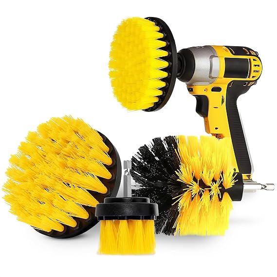 3 Pcs Brush Attachment for Drill Brush - Power Drill Brushes for Cleaning with Firm Nylon Bristles, 2/3.5/4 in Heads, 1/4" Hex Shaft - for Bathroom Tiles, Pool Steps, Garage Floors & Deep Grout Lines