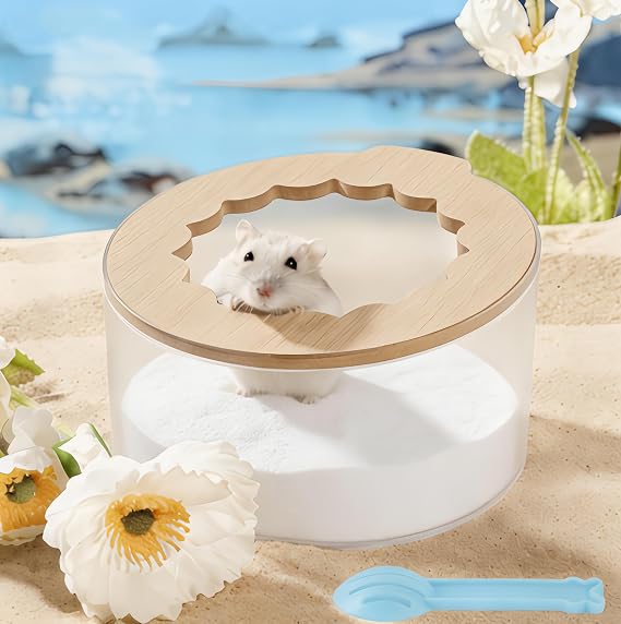 Marchul Hamster Sand Bath Container, Hamster Sand Bath Box with Cleaning Scoop, Transparent Hamster Bathtub Bathroom Toilet, Easy to Clean, Hamster Litter Box for Dwarf Hamster, Syrian Hamster, Gerbil