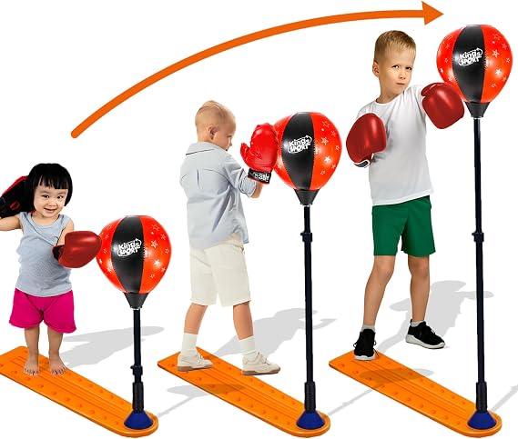 Xwin Kids Punch Bag with Gloves - Adjustable 80–125cm Freestanding Boxing Set with Non-Slip Base - Stress-Buster Punching Ball Stand for Children - Durable Fitness Toy for Boys & Girls Ages 3+ Years
