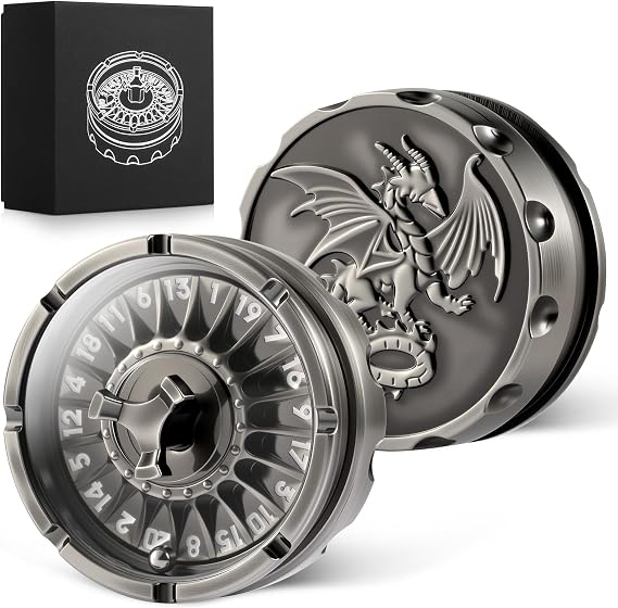DNDND Roulette D20 Spinner Dice Set with Gift Box for Dungeons and Dragon DND RPG Tabletop Games (Silver)