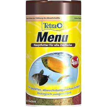TetraMin menu main food mix for all ornamental fish 4 different flakes in 4 separate compartments ideal for fish of all water areas 100 ml jar