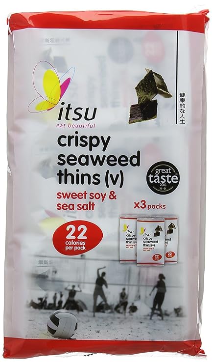 Itsu Soy & Sea Salt Crispy Seaweed Thins Multipack 5gx3 (Pack of 6)