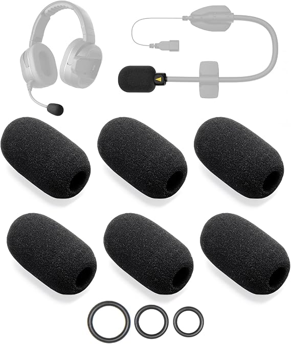 6-Pack Microphone Foam Compatible with CARDO PACKTALK, FREECOM X, Spirit Series, Motorcycle Helmet Mic Cover Replacement Parts Windscreen Pop Filter + 12 O-Rings in 3 Sizes
