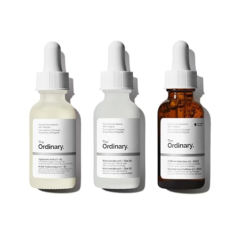 The Ordinary Serum Favorites Set Hyaluronic Acid 2% + B5, Niacinamide 10% + Zinc 1%, Caffeine Solution 5% + EGCG Eye Serum, Serums for Hydrating, Brightening & Pore-Minimizing Skin Care