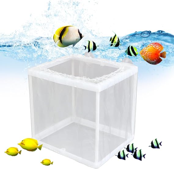 Aquarium Breeding Box Transparent Mesh Hatchy Box Removable Fish Tank Incubator Adjustable Slip Container Suction Cup Insert Chamber Nursery Genus for Baby