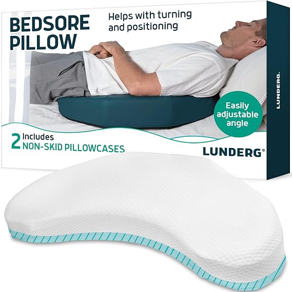 Lunderg Bedsore Pillow Positioning Wedge - with 2 Non-Slip Pillowcases