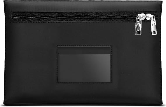 Lockable bank bag large 12.2x8.2 Inches money bags with zipper Lockable bank deposit bags with Dual zipper Cash Bag money bag for cash(1,black,Medium)