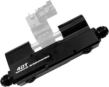 40T-Performance E85 Flex Fuel Sensor Mount/Bracket Bypass Module - Robust Mount for Full Flow from Your E85 Flex Fuel Sensor to Fuel Rails - Solid 6061 Billet - 6AN and 8AN Fittings Included