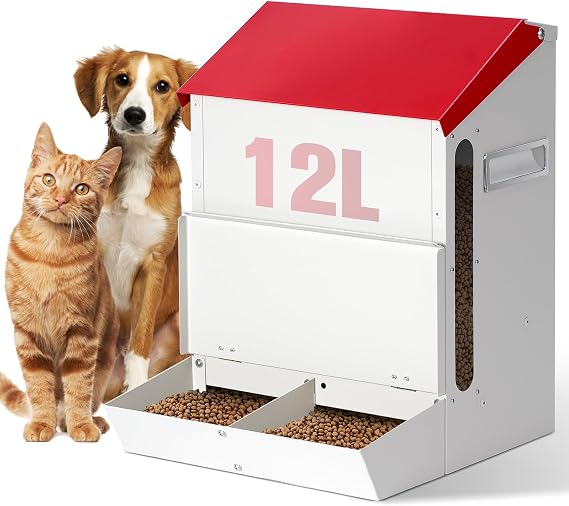Automatic Cat Feeder 2 Cats,50cups/12L Pet Feeders Large Capacity Outdoor